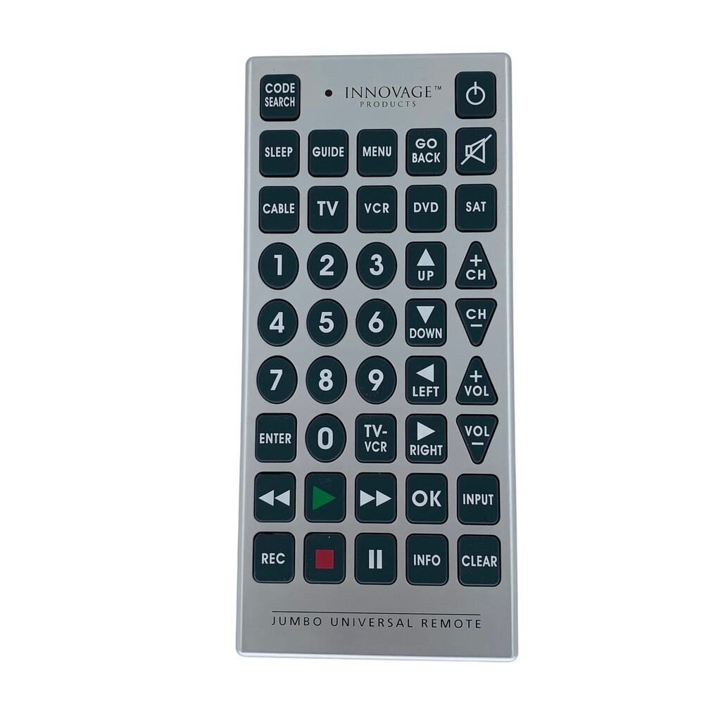 Innovage Universal Jumbo Remote Control TV VCR Large Preowned Silver Elderly